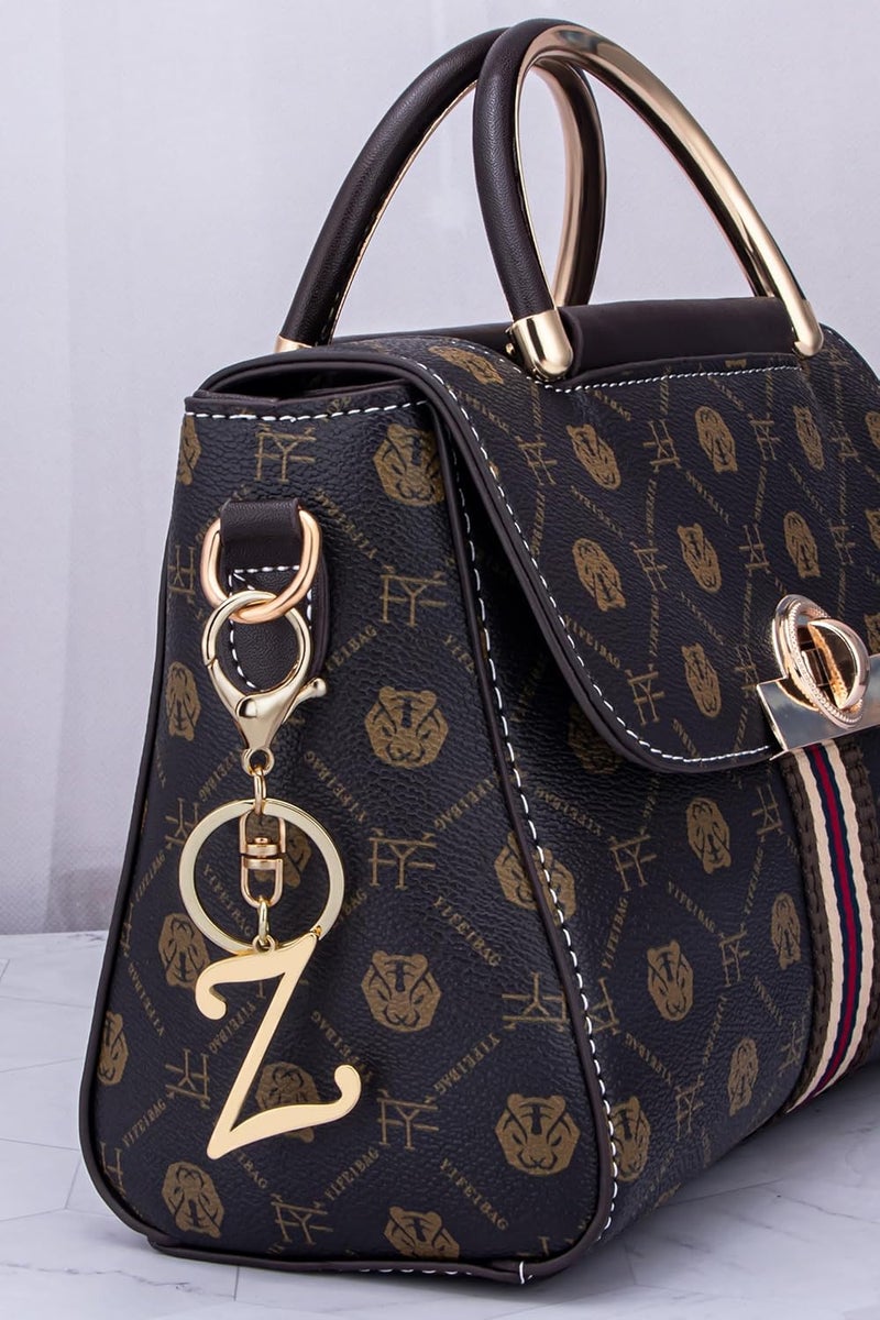 Suweibuke Cute Stainless Steel Gold Initial Letter Keychain for Women Girl, Charms for Key Handbag Backpack Bag, Personalized Gift - Image 4